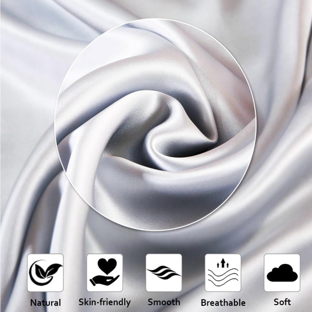 Luxury Silver Silk Pillowcase by Ravmix - Picture 3 of 8